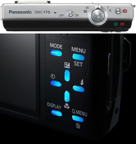 Panasonic Lumix DMC-FP8 Digital Camera [Aerial Shot and Lit Buttons]