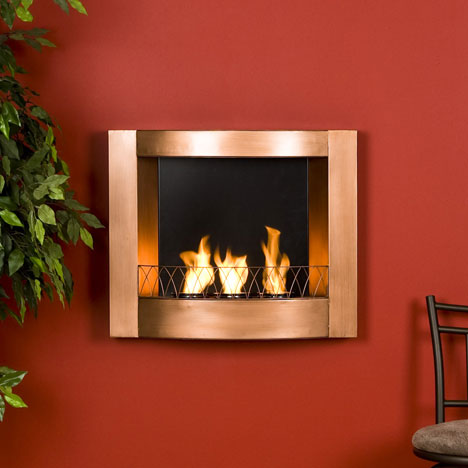 Copper Finish Wall Mount Gel Fuel Fireplace