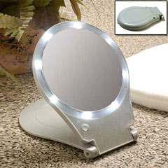 Lighted 10X Travel Mirror