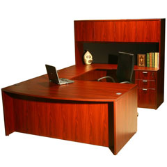 Boss Bow-Front Work Station With Hutch