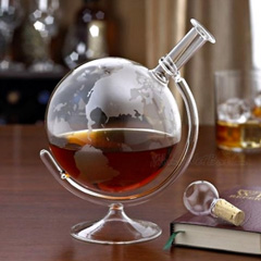 Etched World Globe Liquor Decanter